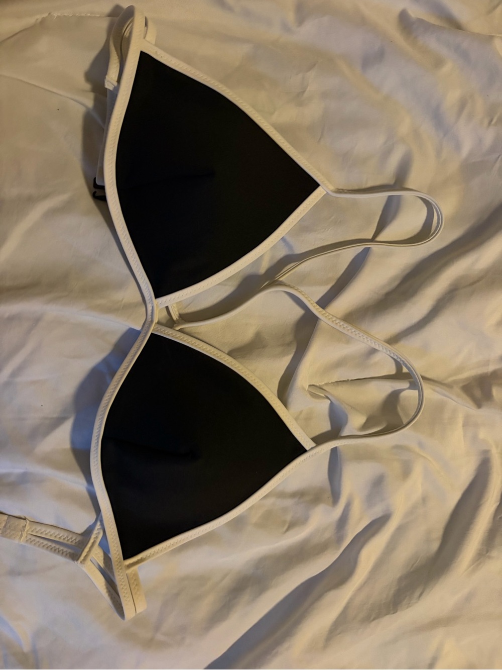 Victoria's Secret Black Triangle Bikini Top with White Trim